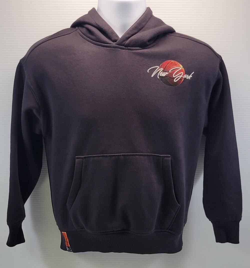 L2) Zara Boys New York Basketball Black Pullover Hoodie Sweatshirt 9-10